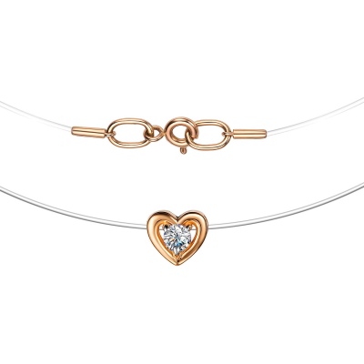 

Колье Сердечко с 1 бриллиантом из красного золота 40 см Алкор 64720-100, 64720-100