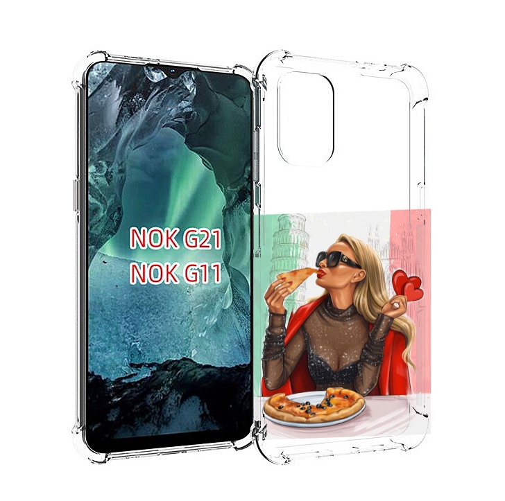 

Чехол Mypads Любительница-Пиццы Женский Для Nokia G11/G21, Прозрачный, Tocco