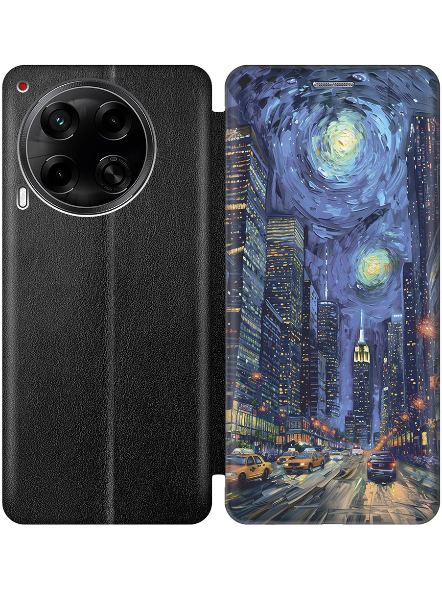 

Чехол-книжка на Tecno Camon 30 4g / 30 5g с принтом "Ночной проспект" черный, Черный;синий, 782632441