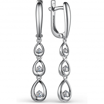 

Серьги Капли с 6 бриллиантами из белого золота Алкор 24859-200, 24859-200