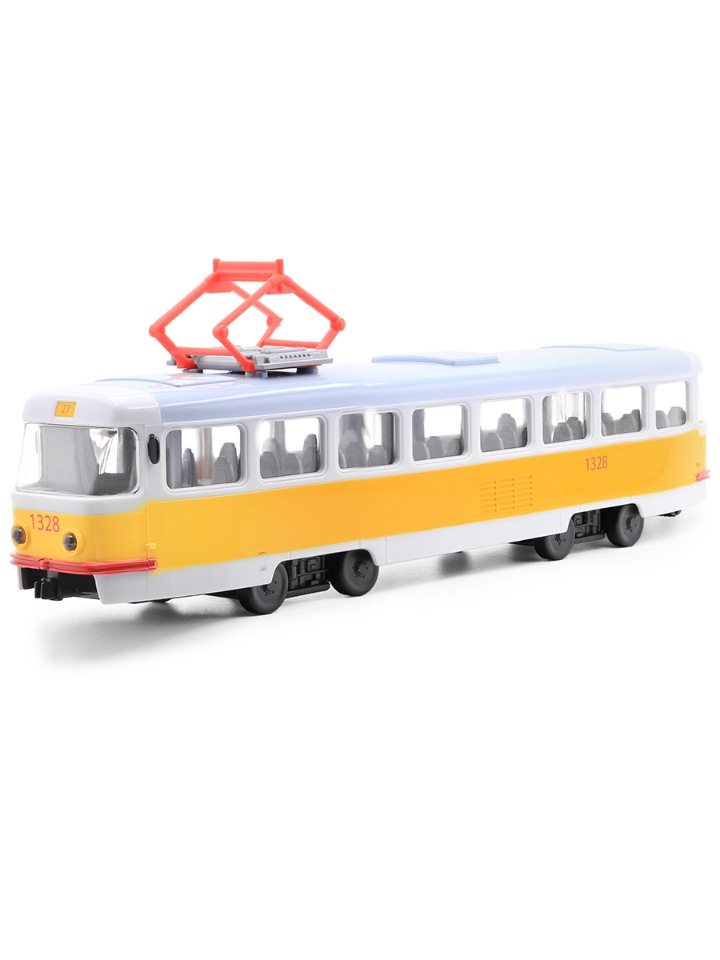 Инерционная модель PLAYSMART 9708B с открывающимися дверями, Трамвай металлическая модель машины playsmart самосвал fast wheels 109775