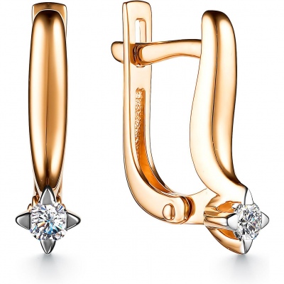 

Серьги с 2 бриллиантами из красного золота Алкор 24779-100, 24779-100