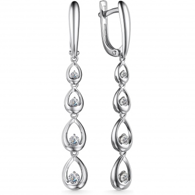 

Серьги с 8 бриллиантами из белого золота Алкор 24607-200, 24607-200