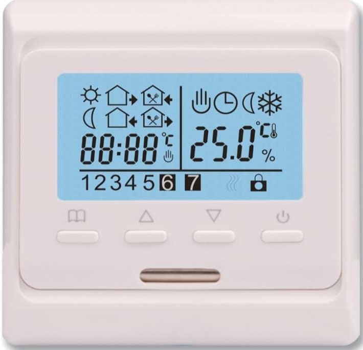 Термостат для теплого пола программируемый ST16, с датчиком пола и температуры воздуха, терморегулятор электронный программируемый для теплого пола ensto eco16lcdjr белый