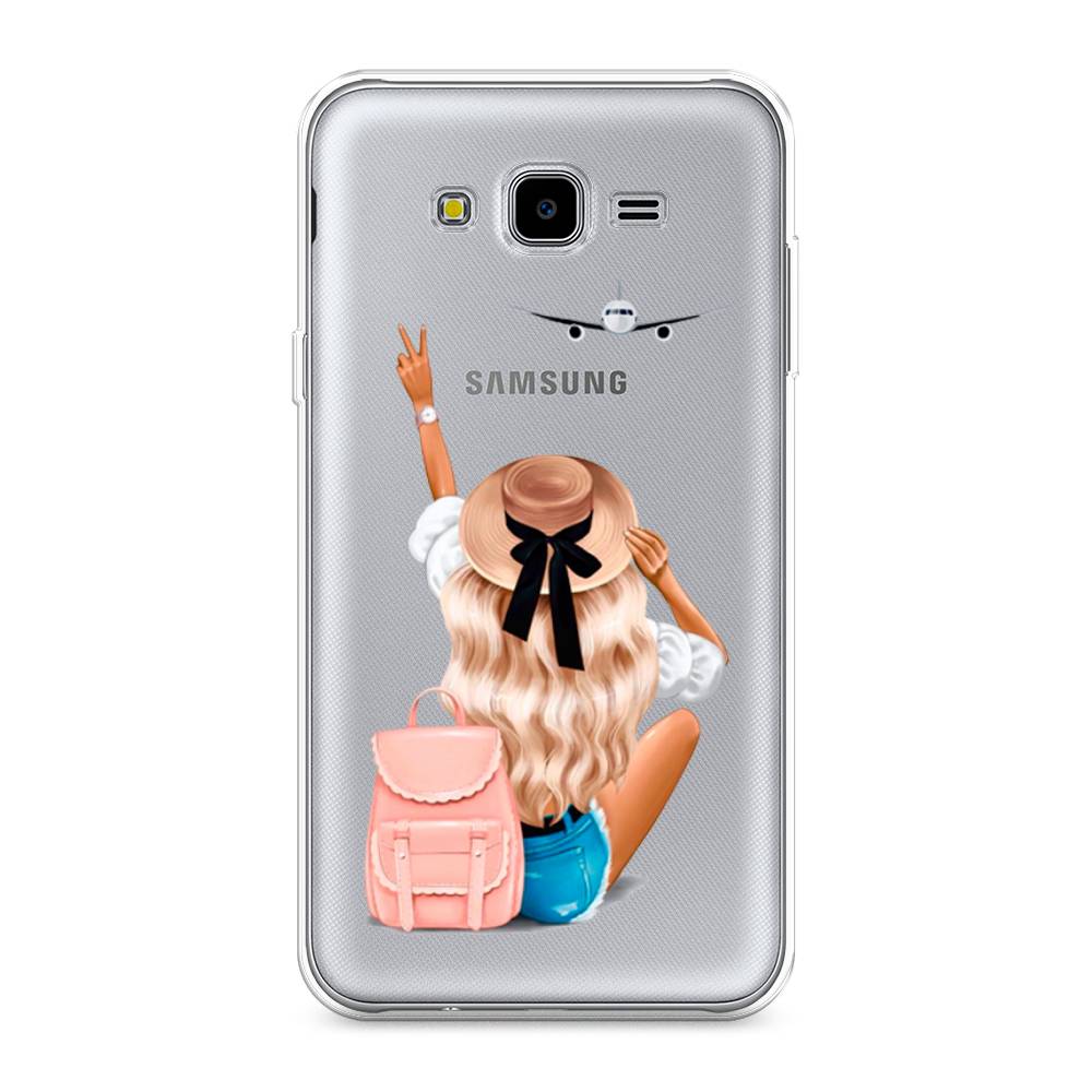 

Чехол Awog на Samsung Galaxy J7 Neo "Автостопом самолетом", Бежевый;розовый;голубой, 25350-7