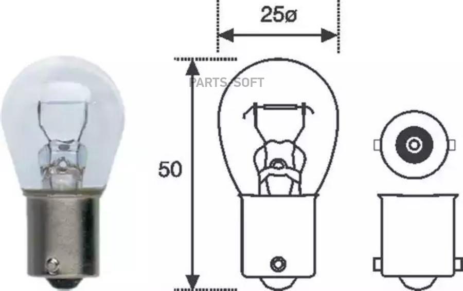 

P21W 12MM_лампа! (P21W) 12V BA15s стоп/поворот белая\