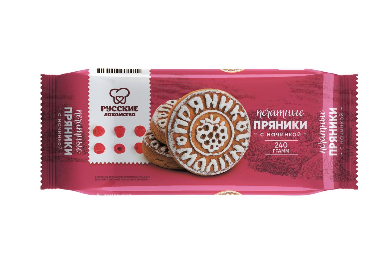 Пряники Русские лакомства Печатные с малиновой начинкой, 240 г