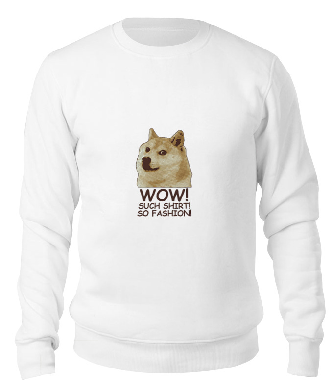 

свитшот унисекс Printio Doge wow such shirt so fashion белый XL, Doge wow such shirt so fashion