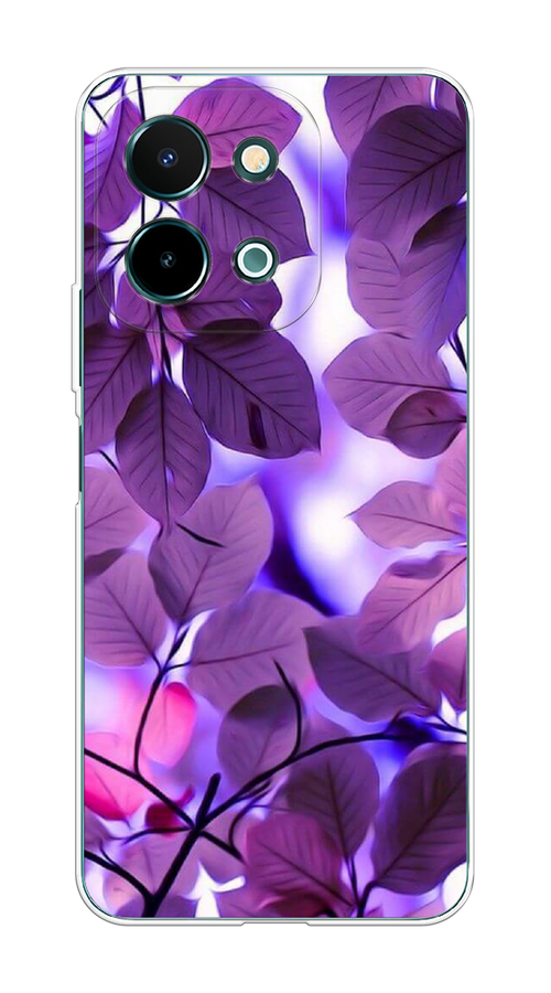 

Чехол на Vivo Y28 4G "Сиреневые листики", Фиолетовый;голубой, 2611650-1