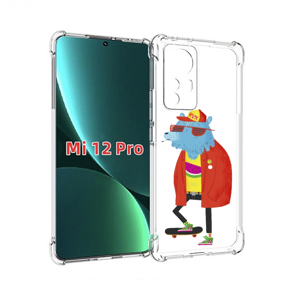 

Чехол MyPads медведь на скейте для Xiaomi 12S Pro, Прозрачный, Tocco