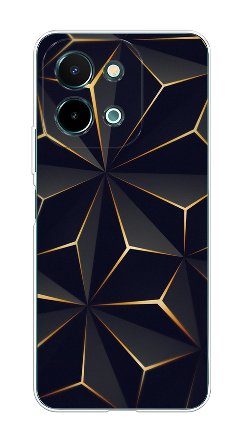 

Чехол на Vivo Y28 4G "Черные полигоны", Золотистый;черный, 2611650-1