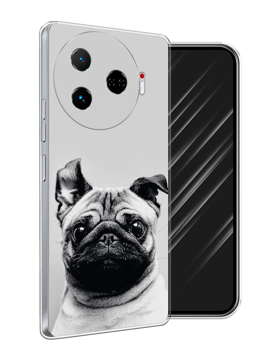 

Чехол Awog на Tecno Camon 30 Pro 5G "Ушастый мопс", Серый, 305150-1