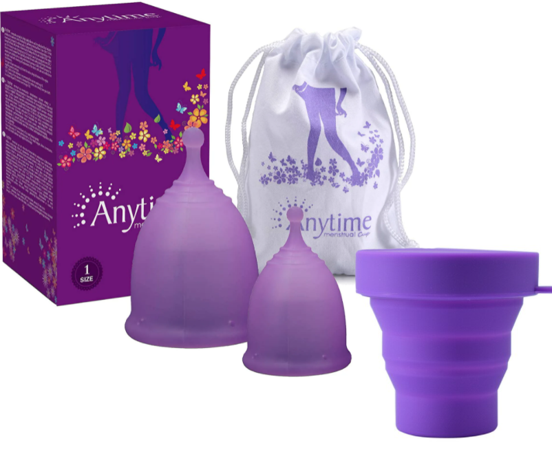 Купить Набор из двух менструальных чаш размеров L и S и стерилизатора (Фиолетовый), 334158, Bestyday