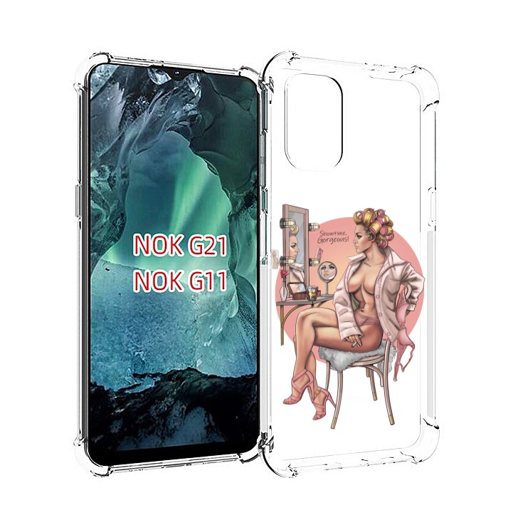 

Чехол Mypads Красивая-Девушка-С-Зеркалом Женский Для Nokia G11/G21, Прозрачный, Tocco