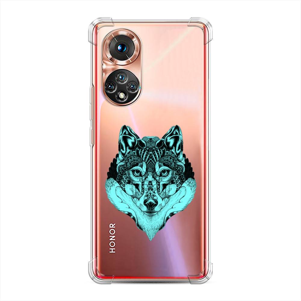 

Чехол Awog на Honor 50 "Бирюзовый волк", Голубой;черный, 6105451-1