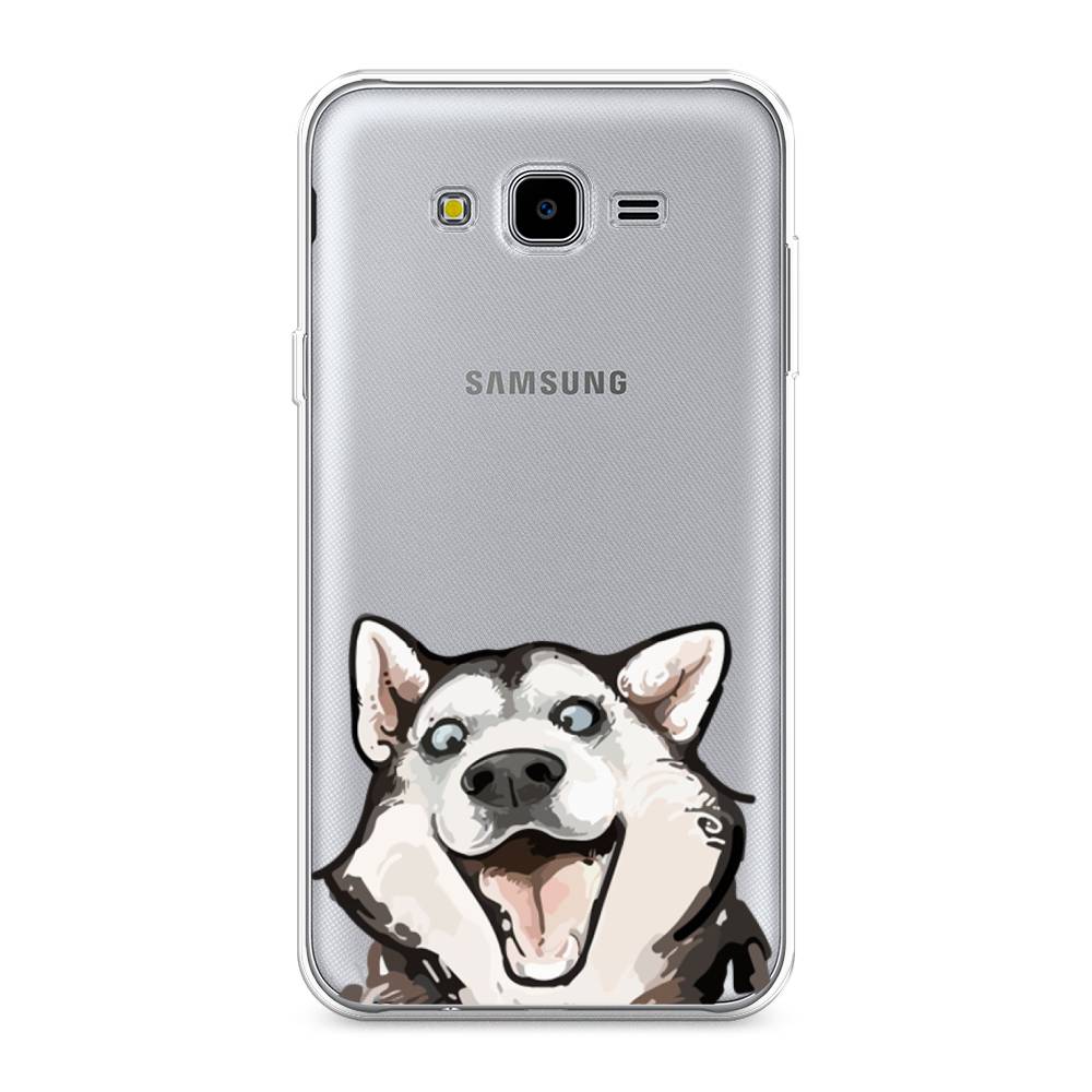 

Чехол Awog на Samsung Galaxy J7 Neo "Радостный хаски", Белый;голубой;черный, 25350-1