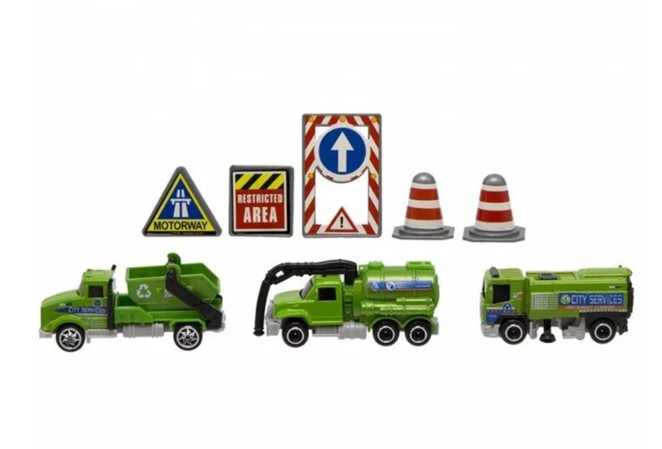 

Модель 1:64 Спецтехника 3 штуки с аксессуарами Motorro 104009