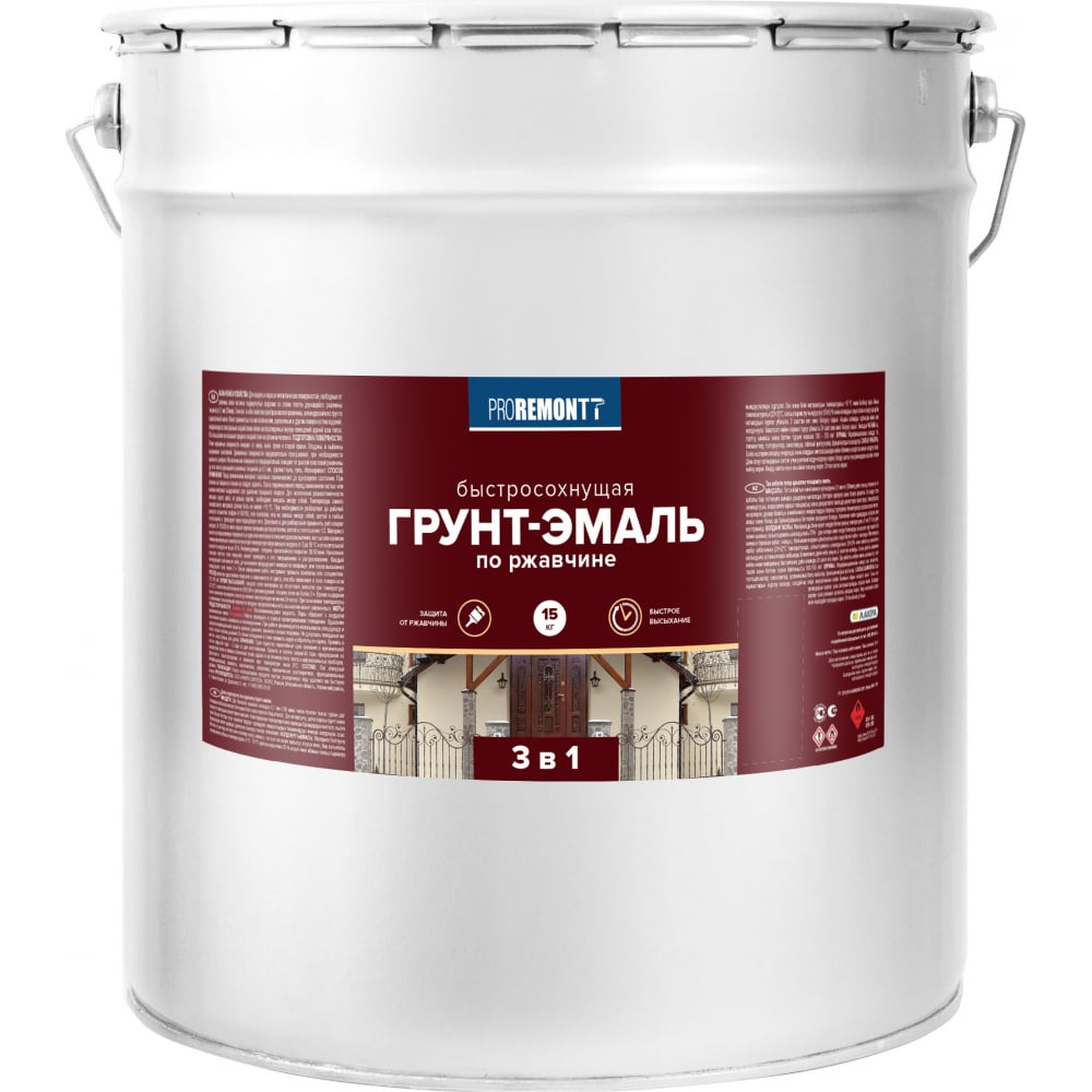 

Proremontt Грунт-эмаль 3 в 1 быстросохнущая белая матовая 15 кг Лк-00012742