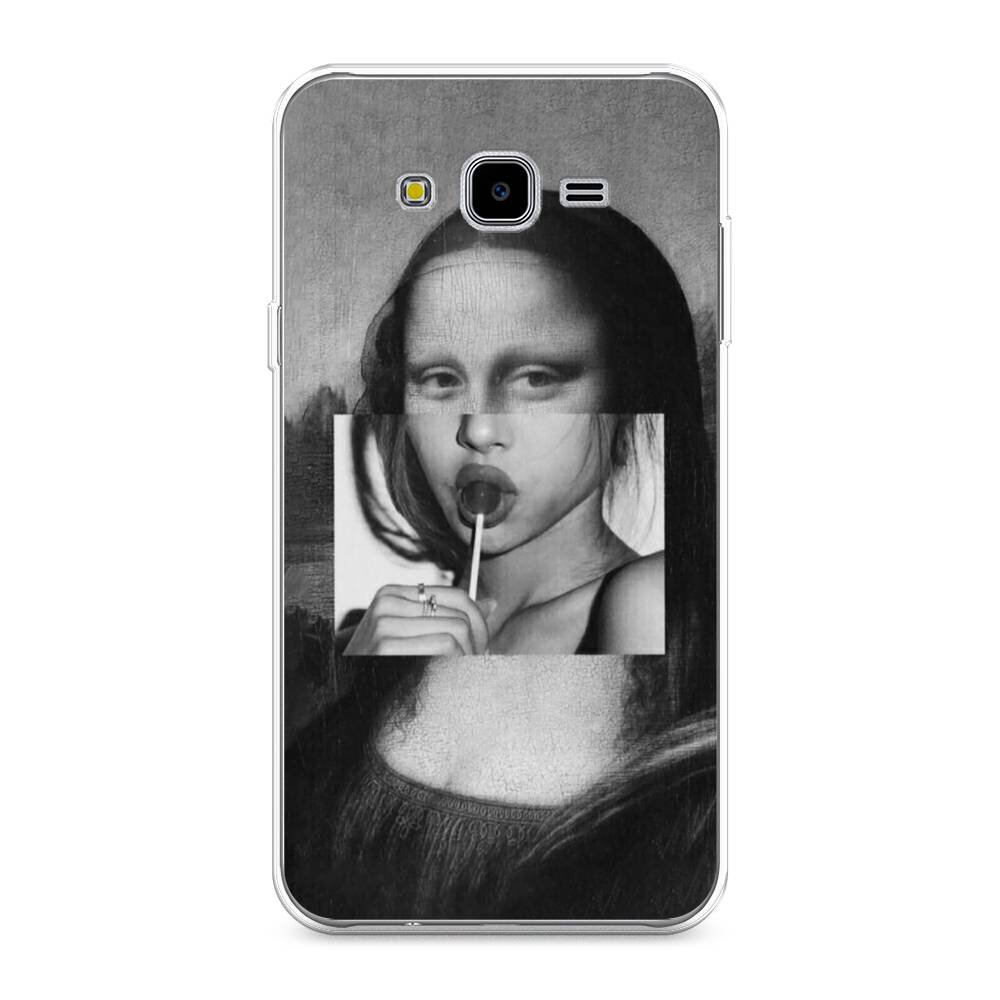 

Чехол Awog на Samsung Galaxy J7 Neo "Mona Lisa sucking lollipop", Серый, 25350-9