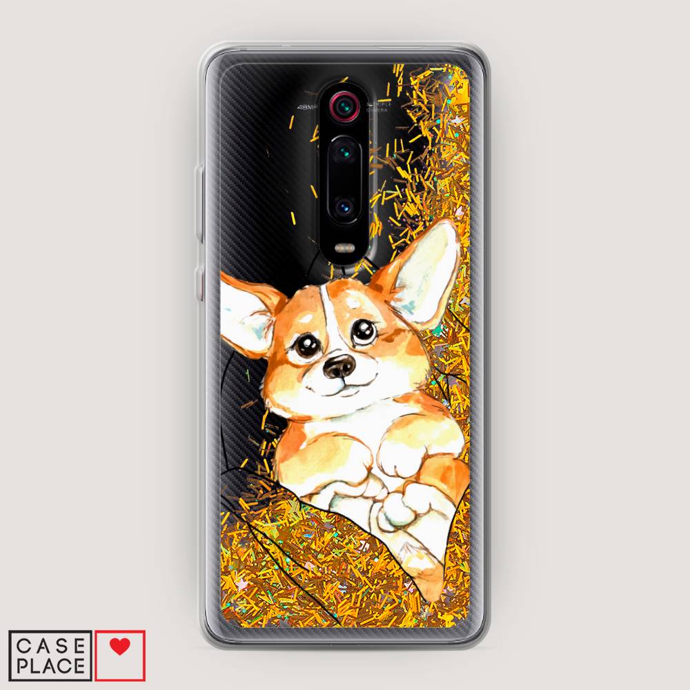 

Жидкий чехол с блестками "Корги в ладошках" на Xiaomi Redmi K20, 35590-1