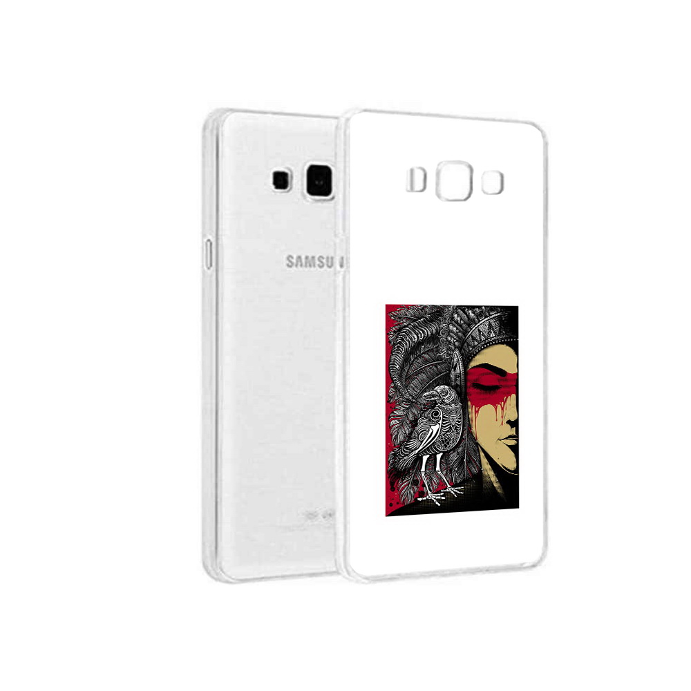 Чехол MyPads Tocco для Samsung Galaxy A8 девушка с вороном в абстракции