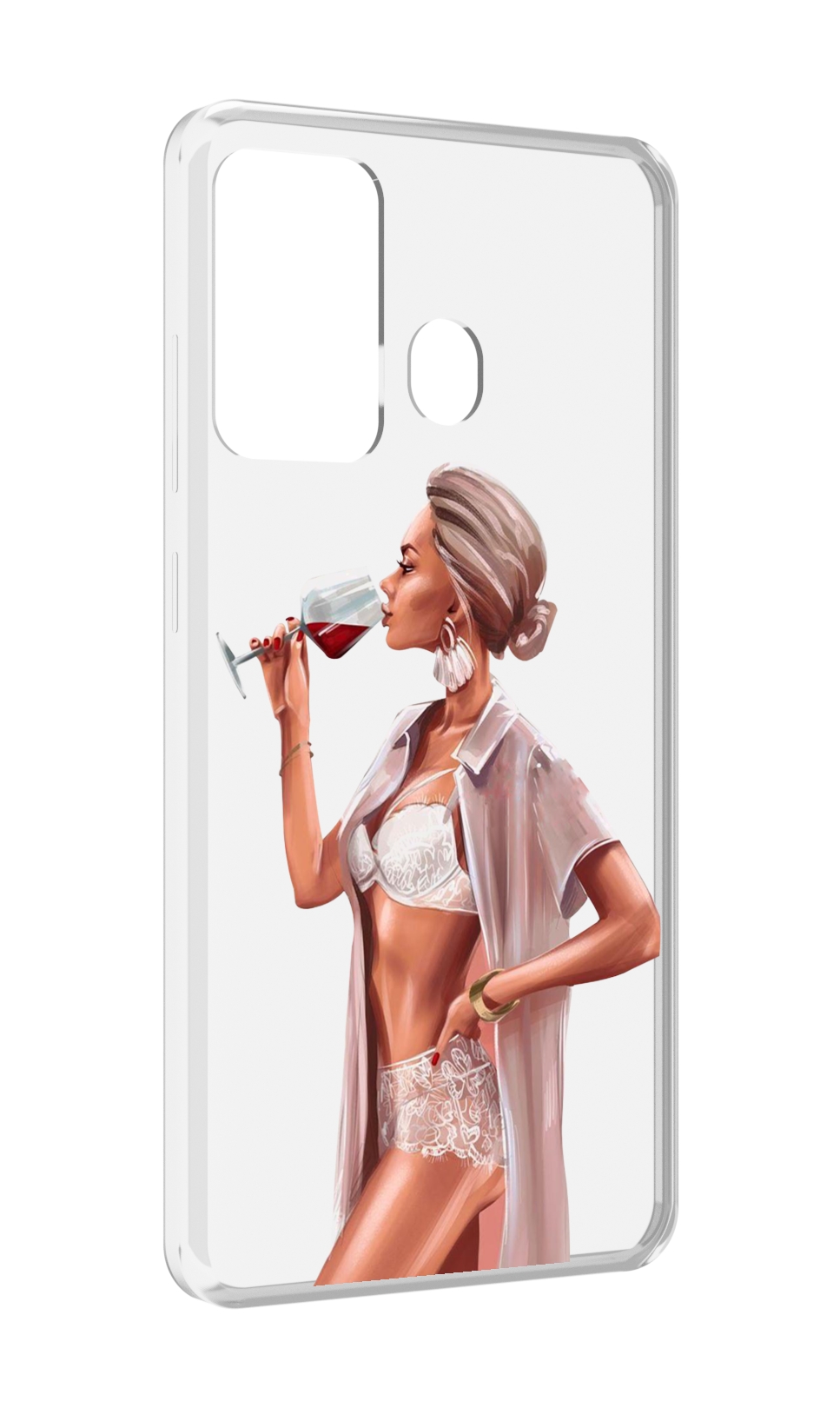 

Чехол MyPads Девушка-с-вином женский для ITEL A27 / ITEL P17, Прозрачный, Tocco