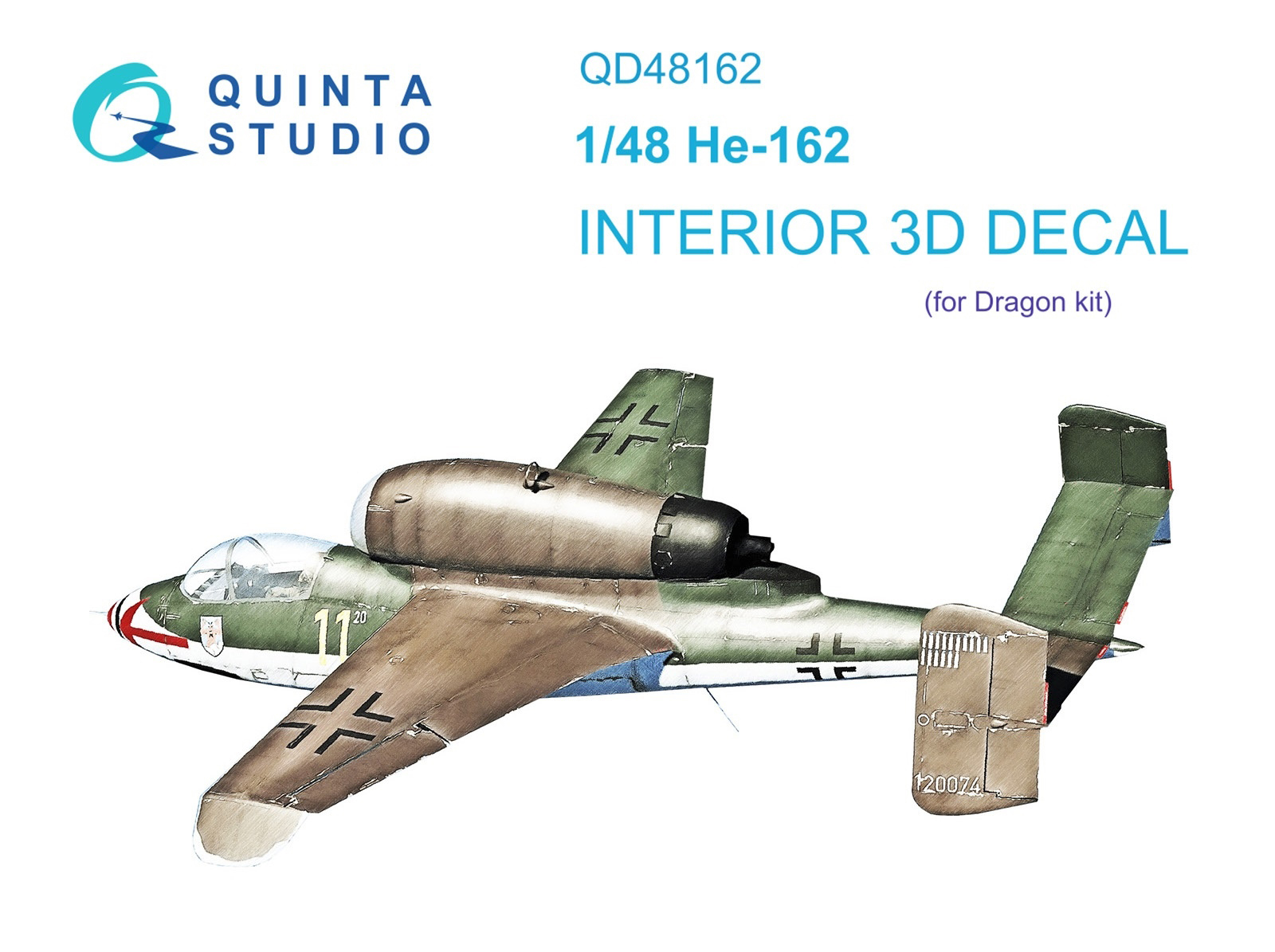 QD48162 3D Декаль интерьера кабины He 162 Dragon