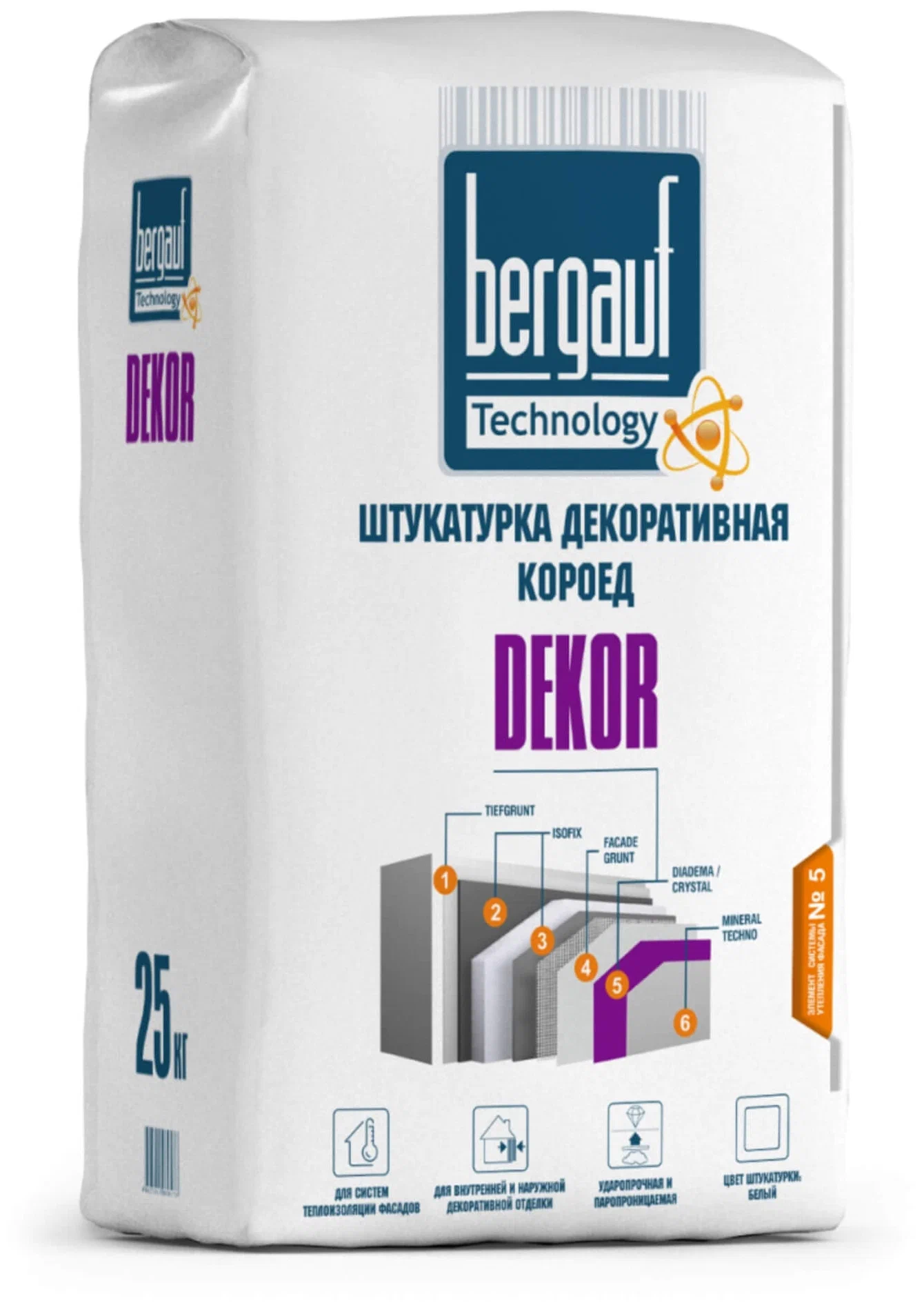 

Штукатурка DEKOR COROed Winter фракция 2,5мм 25кг 1/56 Bergauf, Белый
