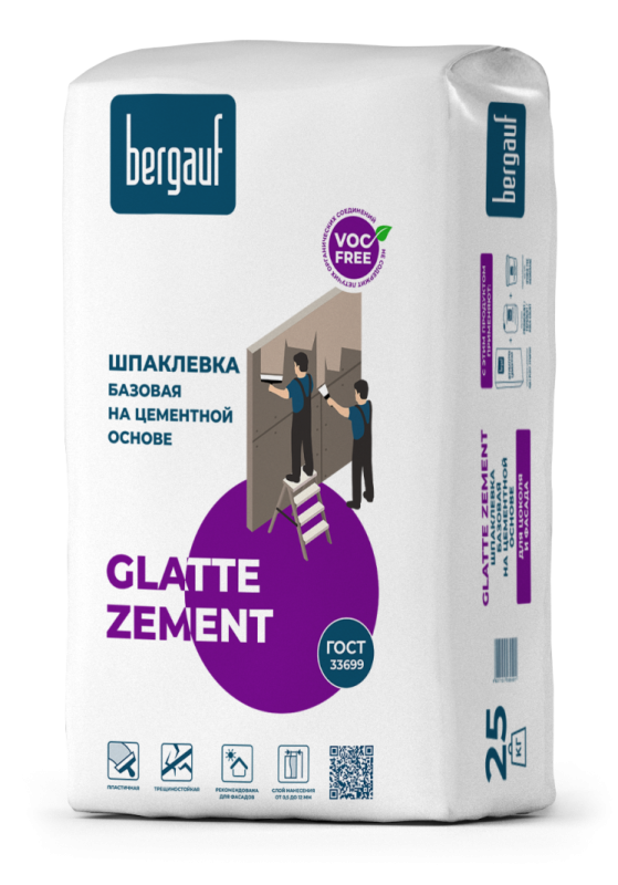 

Шпаклевка базовая цементная Glatte Zement 25кг Bergauf 1/48