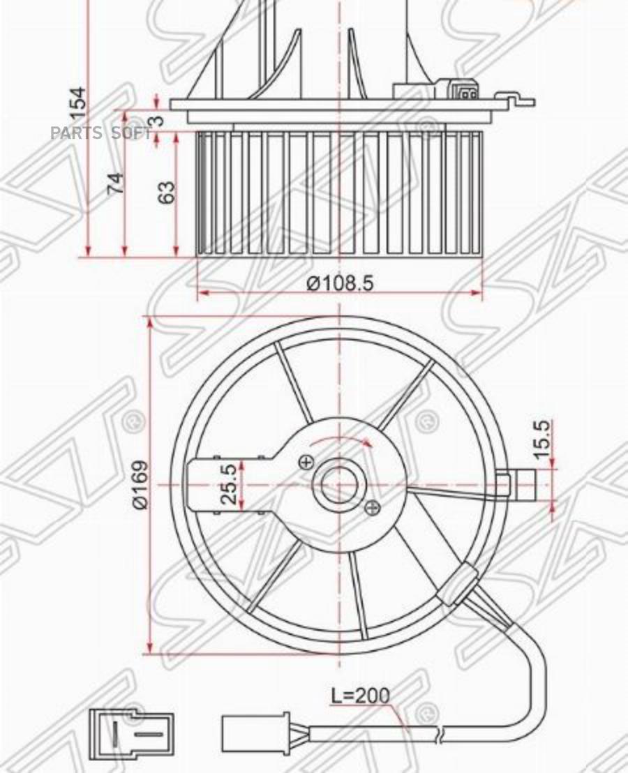 

SAT ST-893819021A Мотор отопителя салона AUDI 80 86-96/VOLKSWAGEN TRANSPORTER T4 90-03/PAS
