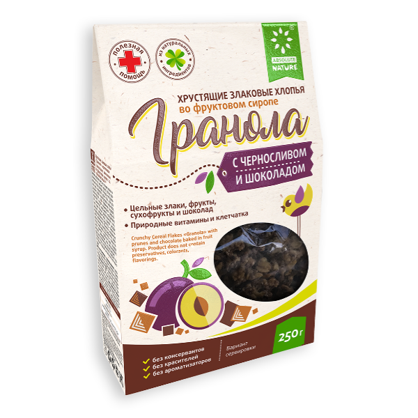 

Гранола Absolute Nature Чернослив и Шоколад 250гр