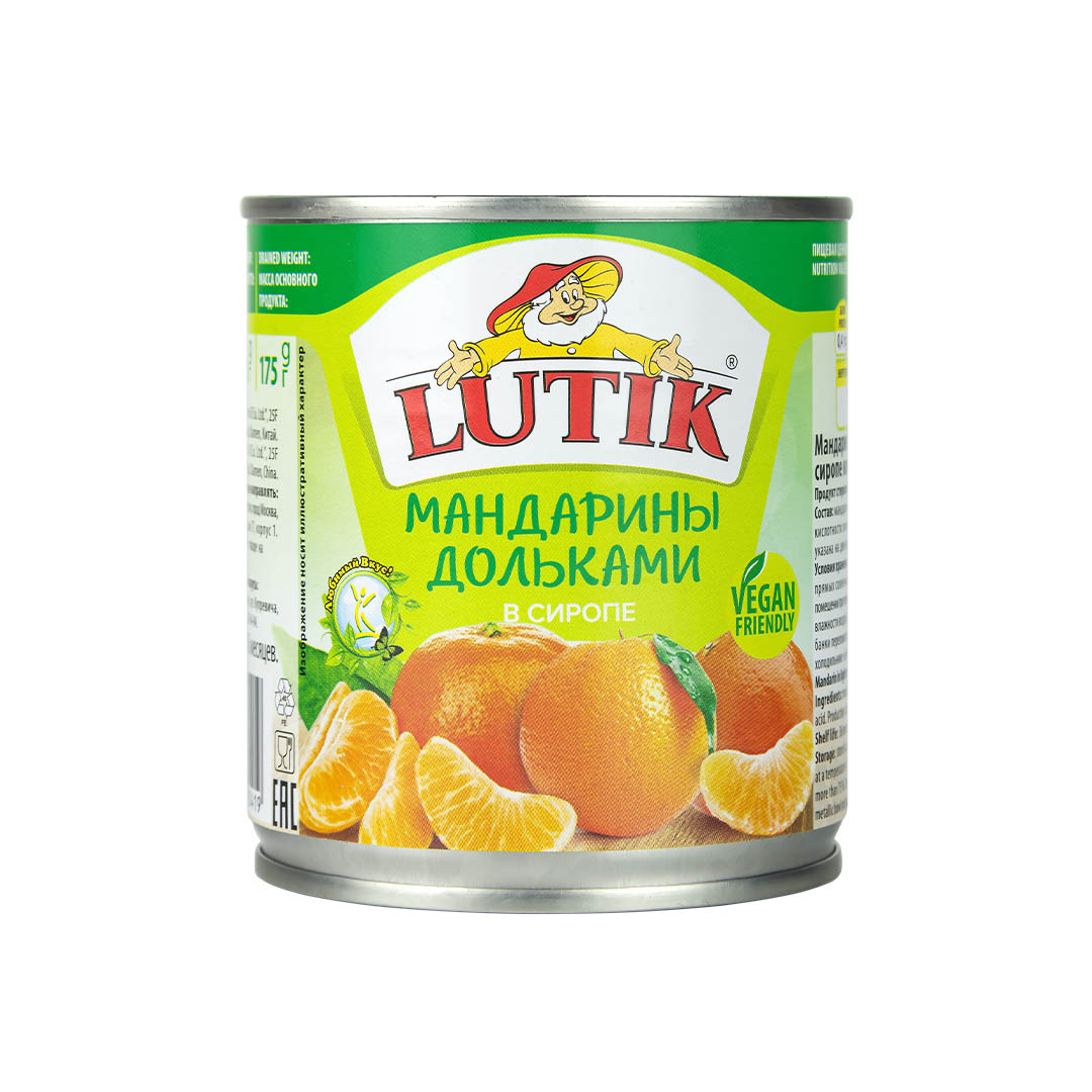 Мандарины Lutik дольками в сиропе, 314 мл