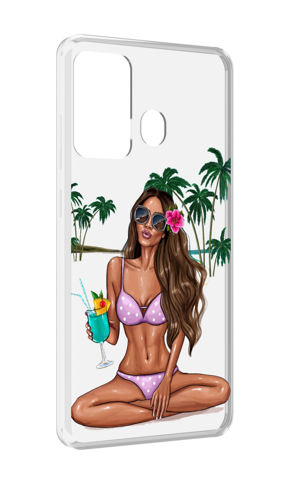 

Чехол MyPads Гавайская-девушка женский для ITEL A27 / ITEL P17, Прозрачный, Tocco