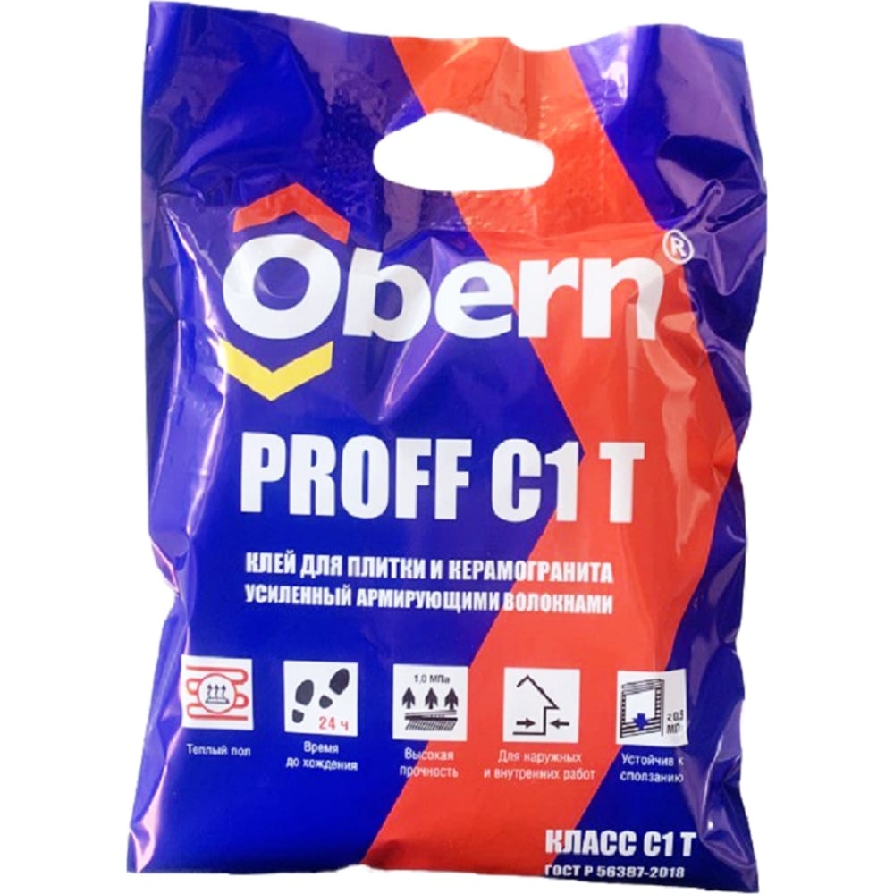 Obern Клей для плитки PROFF С1Т 5кг 22195