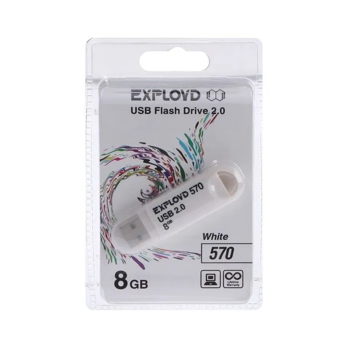 

Флешка Exployd Exployd 570 8 ГБ белый (9308375), Exployd 570