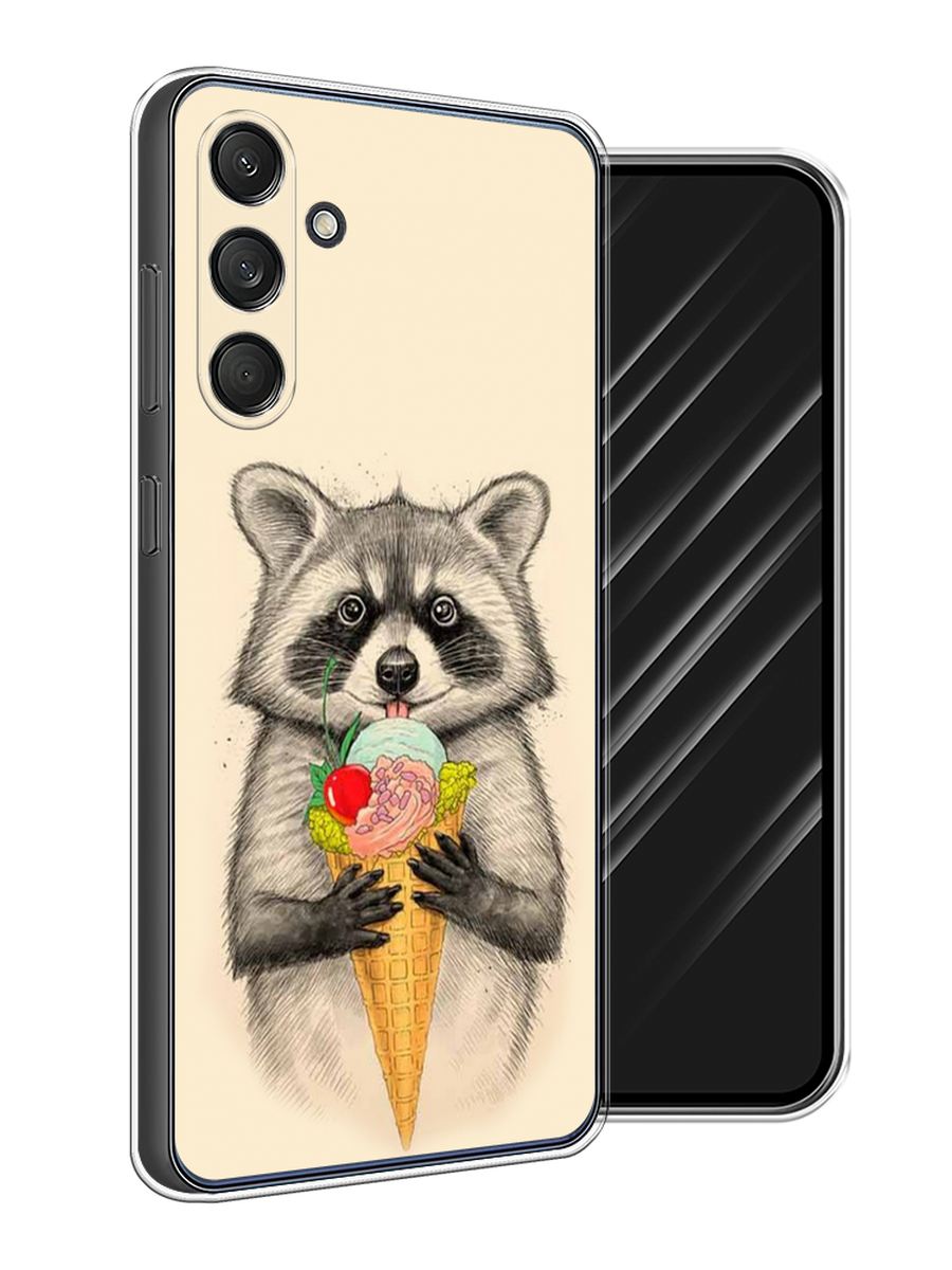 

Чехол Awog на Samsung Galaxy M55 "Енот с мороженым", Бежевый;серый, 2109650-1