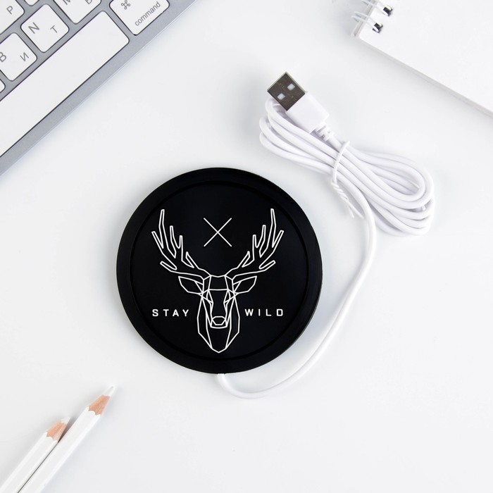 

Подставка для кружки USB «Stay wild», с подогревом, 10x10 см