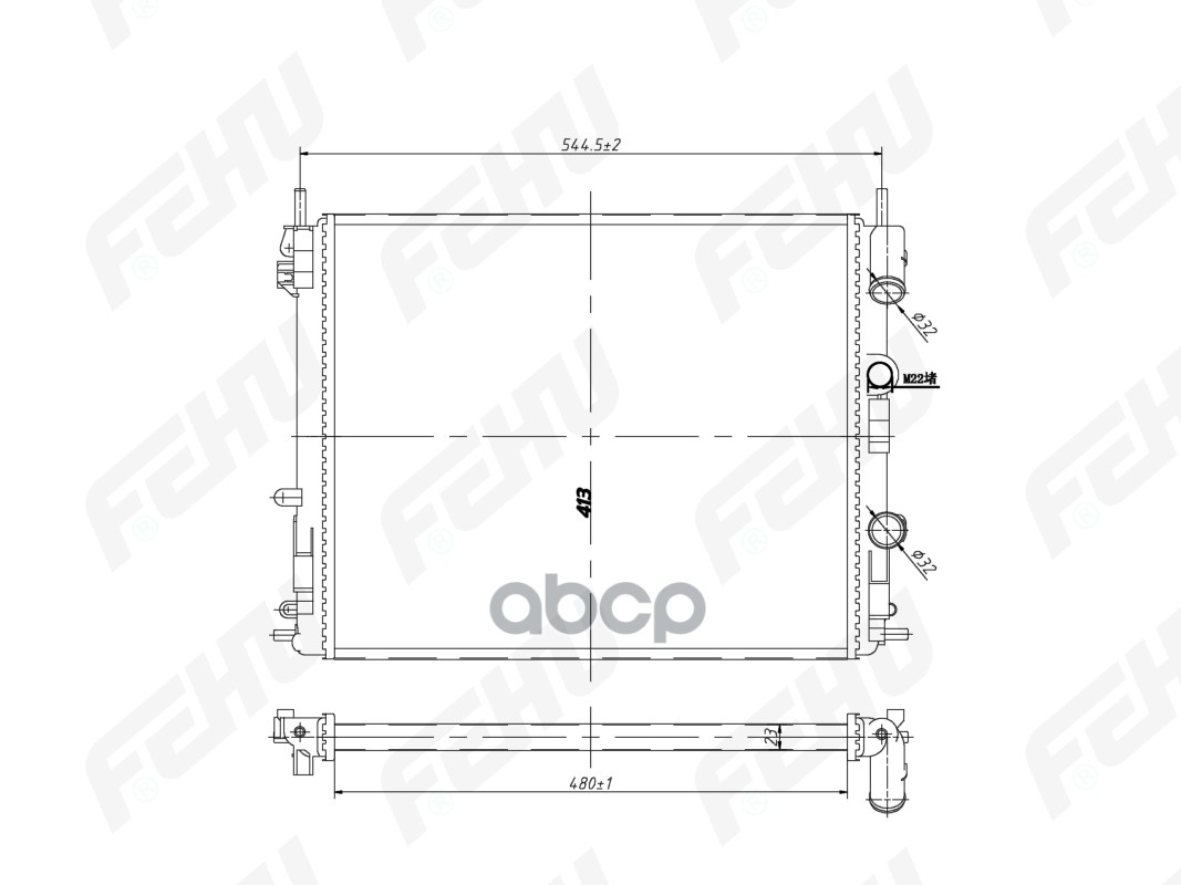 

FEHU Радиатор охлаждения сборный Renault Logan A/C 04- 1.4/1.6