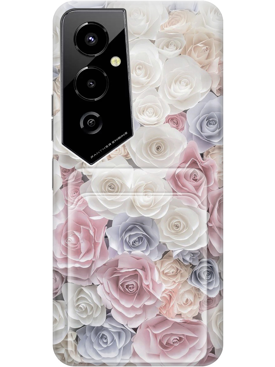

Силиконовый чехол на Tecno Pova 4 Pro с рисунком "Пастельные розы", Белый;розовый;серый, 20012009
