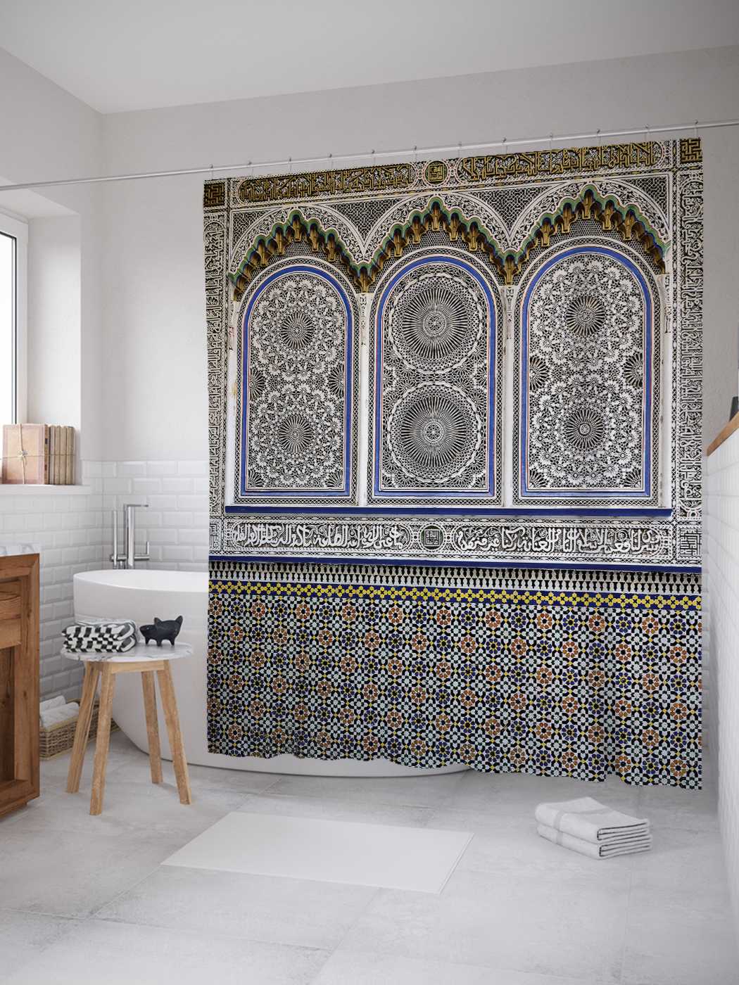 

Штора для ванной JoyArty "Витражное искусство" из сатена, 180х200 см с крючками