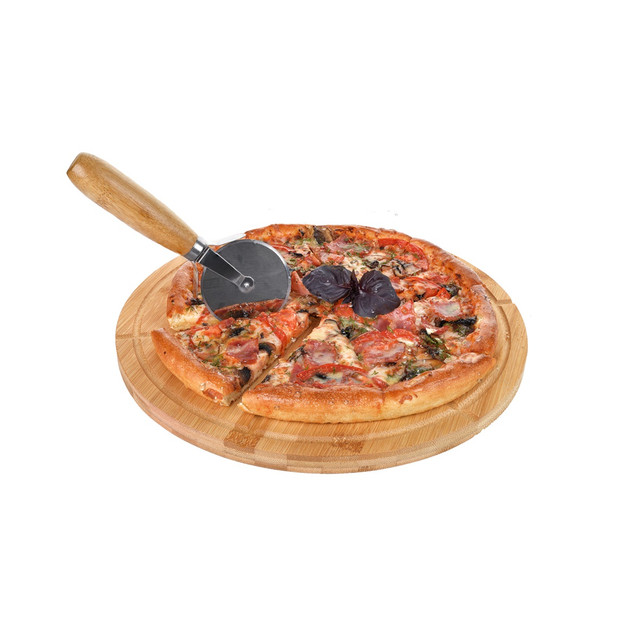Доска разделочная для пиццы Termico деревянная с ножом 32 см бежевая