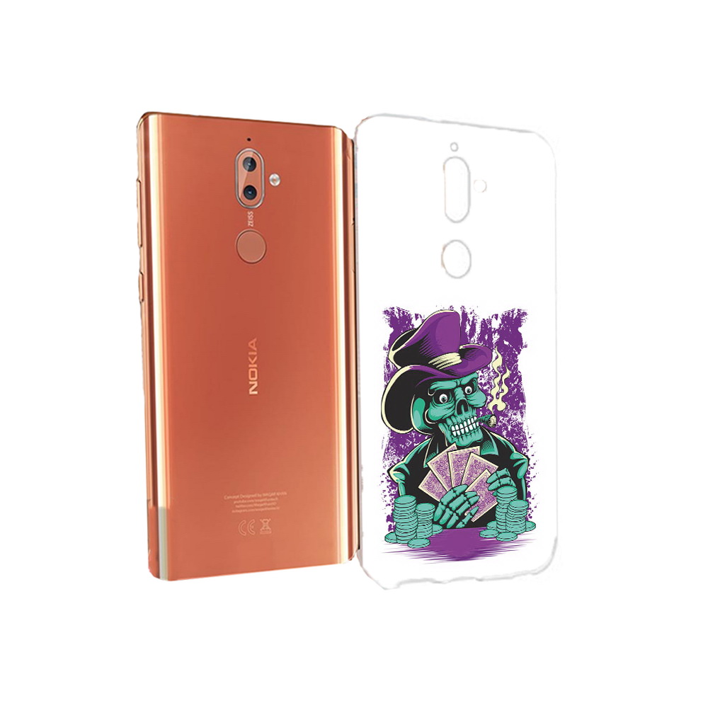

Чехол MyPads Tocco для Nokia 9 зеленый череп с картами (PT126479.94.361), Прозрачный, Tocco