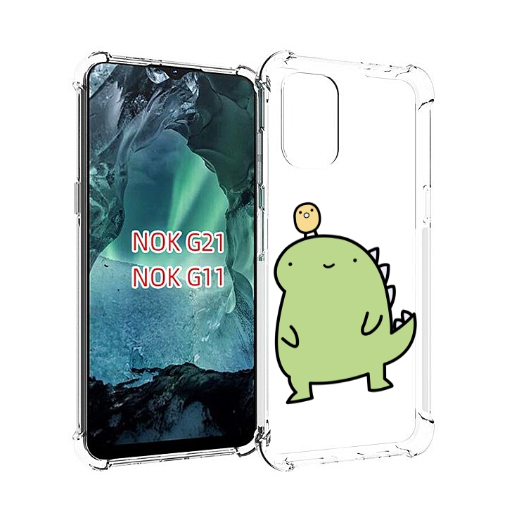 

Чехол Mypads Зеленый-Динозаврик Детский Для Nokia G11/G21, Прозрачный, Tocco