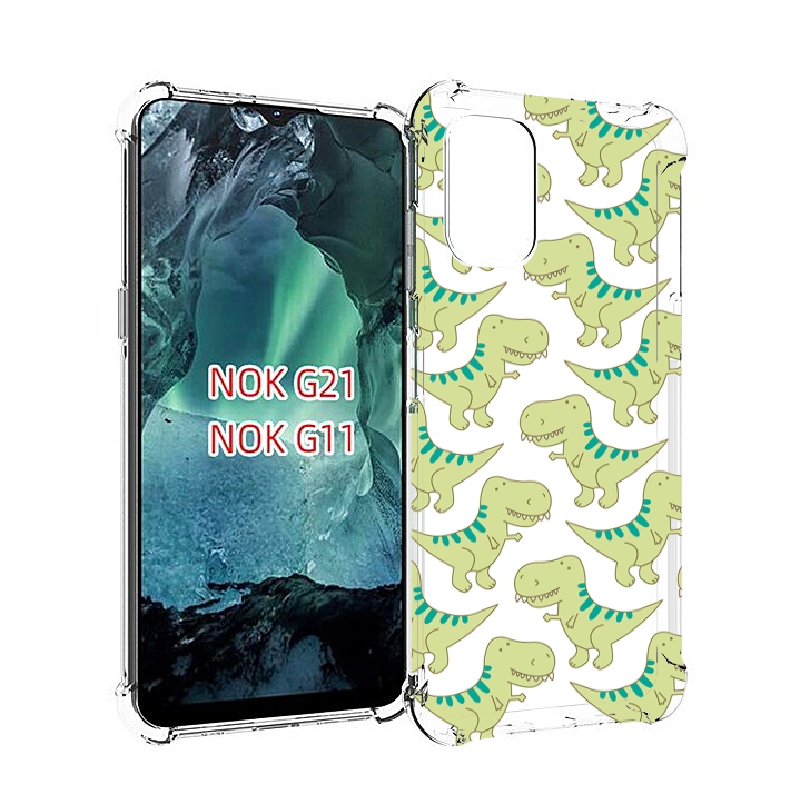 

Чехол Mypads Зеленые-Динозаврики Для Nokia G11/G21, Прозрачный, Tocco