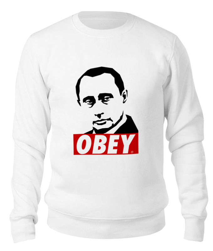 

Свитшот унисекс Printio Путин obey белый XS, Путин obey