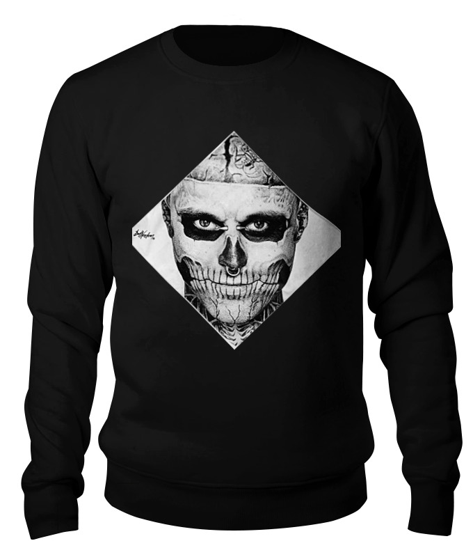 

Свитшот унисекс Printio Rick genest черный XS, Rick genest