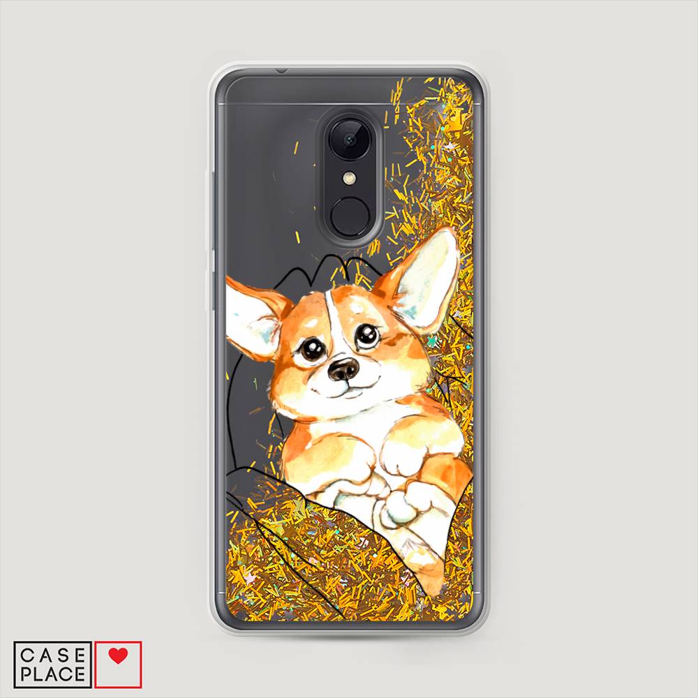 

Жидкий чехол с блестками "Корги в ладошках" на Xiaomi Redmi 5, 33090-1