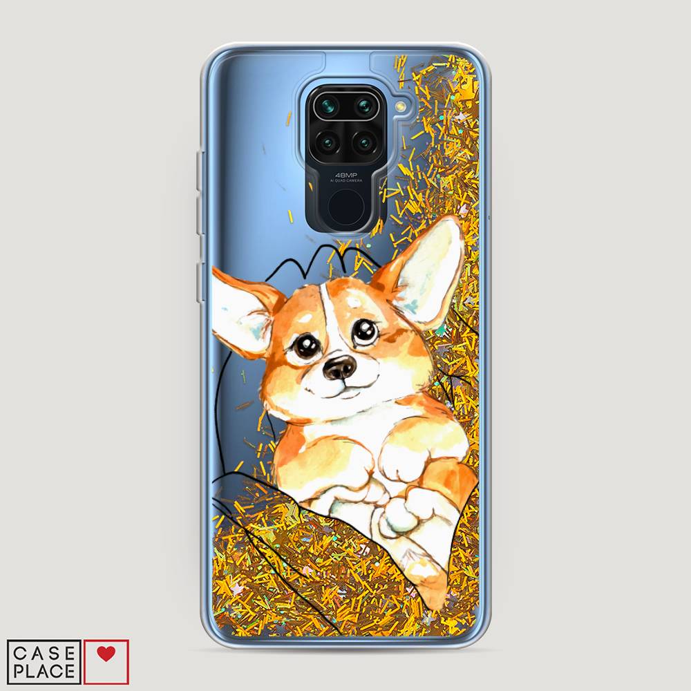 

Жидкий чехол с блестками "Корги в ладошках" на Xiaomi Redmi 10X 4G, 38290-1