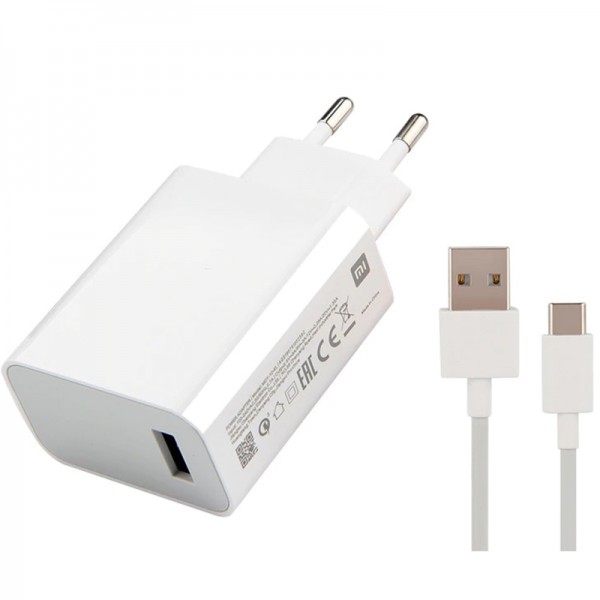 

Оригинальное зарядное устройство Xiaomi USB 3A 27W (EAC, c проводом Type-C) (MDY-10-EL)