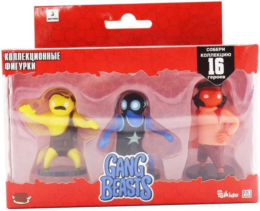 

Набор фигурок Gang Beasts – Жёлтый герой с усами 3 шт арт GB2021-B